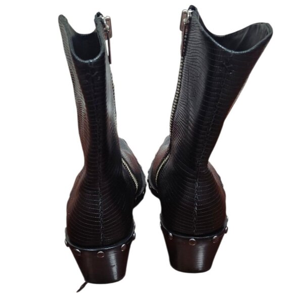 Rag & Bone santiago mid boots Womens black Lizard-embossed calf Size EU 40/US9.5 - Picture 12 of 16
